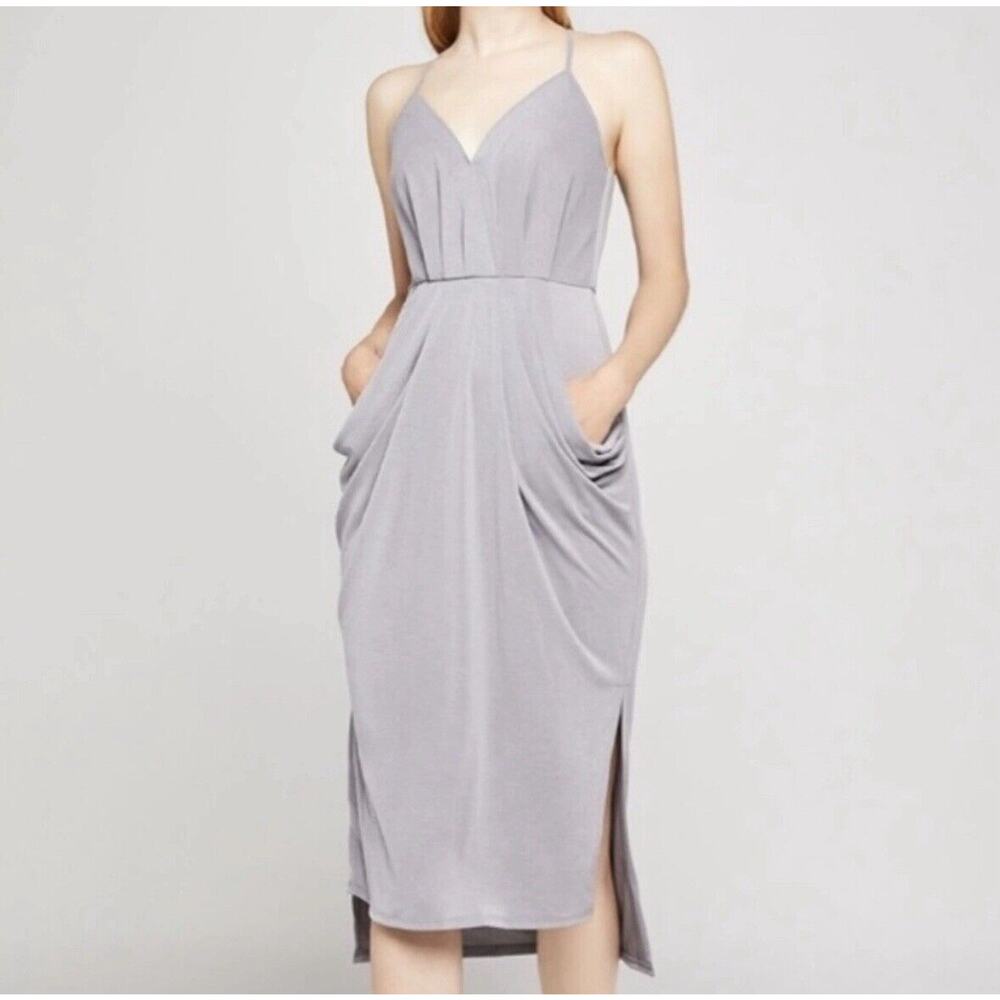 BCBGeneration Della Women’s Sleeveless Midi Dress, Silver Gray 43” Length